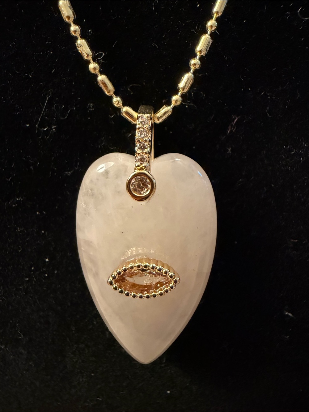 🆕 Gold and Rose Quartz Heart Pendant Necklace 16”  14k gold plated
